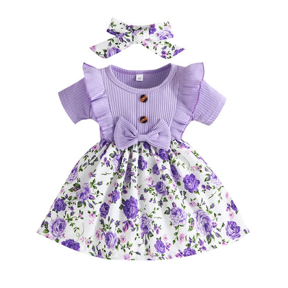 Dress Baby Girl 0-3 Years old Summer Short Sleeve Fashion Cute Floral Kids Princess Dresses