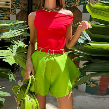 Casual High Waist Solid Silk Lady Short Pants Chic Wide Leg Shorts for Women Spring Female Loose All-match Pants Streetwear