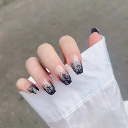 24Pcs New White Daisy Fake Nails Short Simple Detachable Wearable Armor Wearing Reusable False Nails Ballerina Press on Nail Set