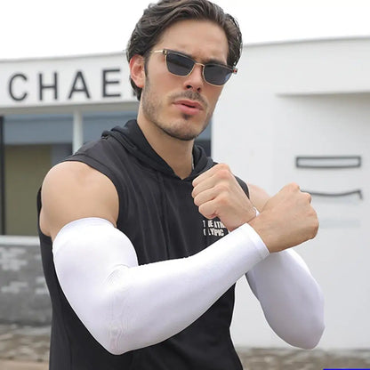 New Summer Plus Size Sun Protection Arm Sleeves For Men Quick Dry Arm Cover Ice Silk Sports Sleeve Outdoor Anti-sunburn Sleeve