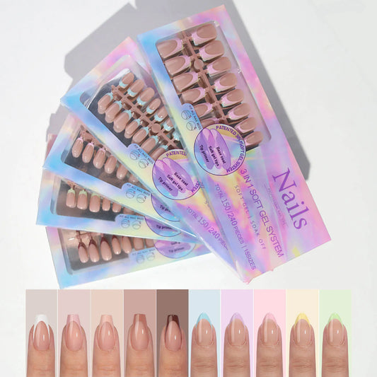 150pcs 6 Colors Fake Nail Multi-size False Nail Press On Acrylic Nails