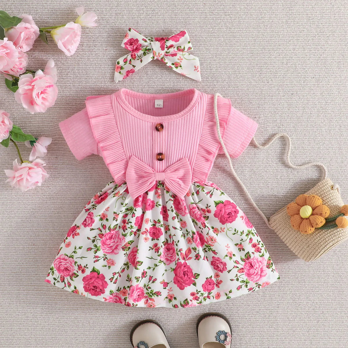 Dress Baby Girl 0-3 Years old Summer Short Sleeve Fashion Cute Floral Kids Princess Dresses