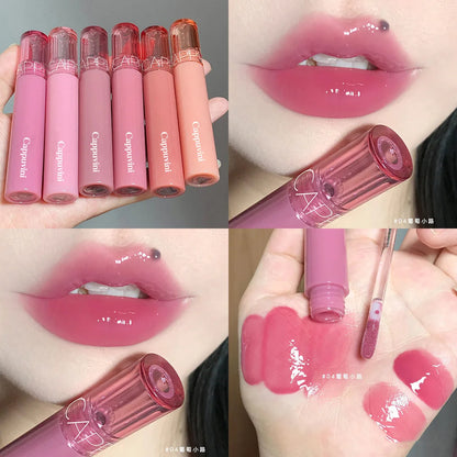 Cappuvini 6 Color Juice Jelly Lip Gloss Long Lasting Moisturizer Water Light Lipstick Mirror Gloss Lipstick Affordable Makeup