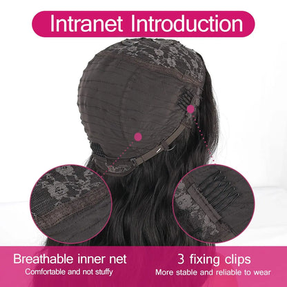 24 26 Inch U Part Body Wave Wigs Synthetic Hair Wigs U Part Wig Full Head Clip in Half Wig No Leave Out Daily Wigs for Women