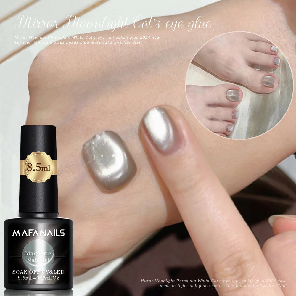 8.5ml Nude Pink Water Light Cat Eye Gel Semi Permanent Holographic Crystal Magnetic Gel Polish For Nail Art DIY Nail Varnish