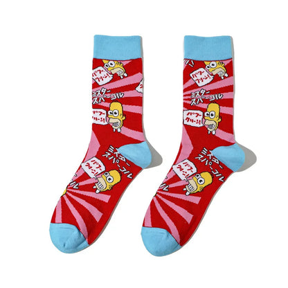 Simpsons Cartoon Anime Funny Socks Men Hip Hop Print Novelty Crazy Sokken Hip Hop Unisex Comfortable Skateboard Happy Meias