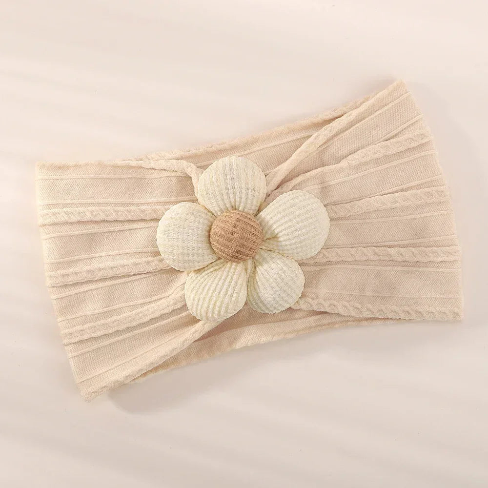 1Pc Baby Nylon Headscarf Astique Suitable Newborn Girl Flower Handmade Headband Elastic Hairband Turban Toddler Hair Accessories