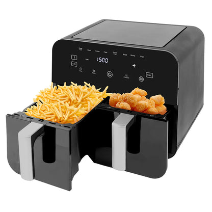 2400W 9L Hot Air Fryer Double Chamber -2 Independent 4.5L Drawers air fryer Automatic Programmes with LED Touch Screen