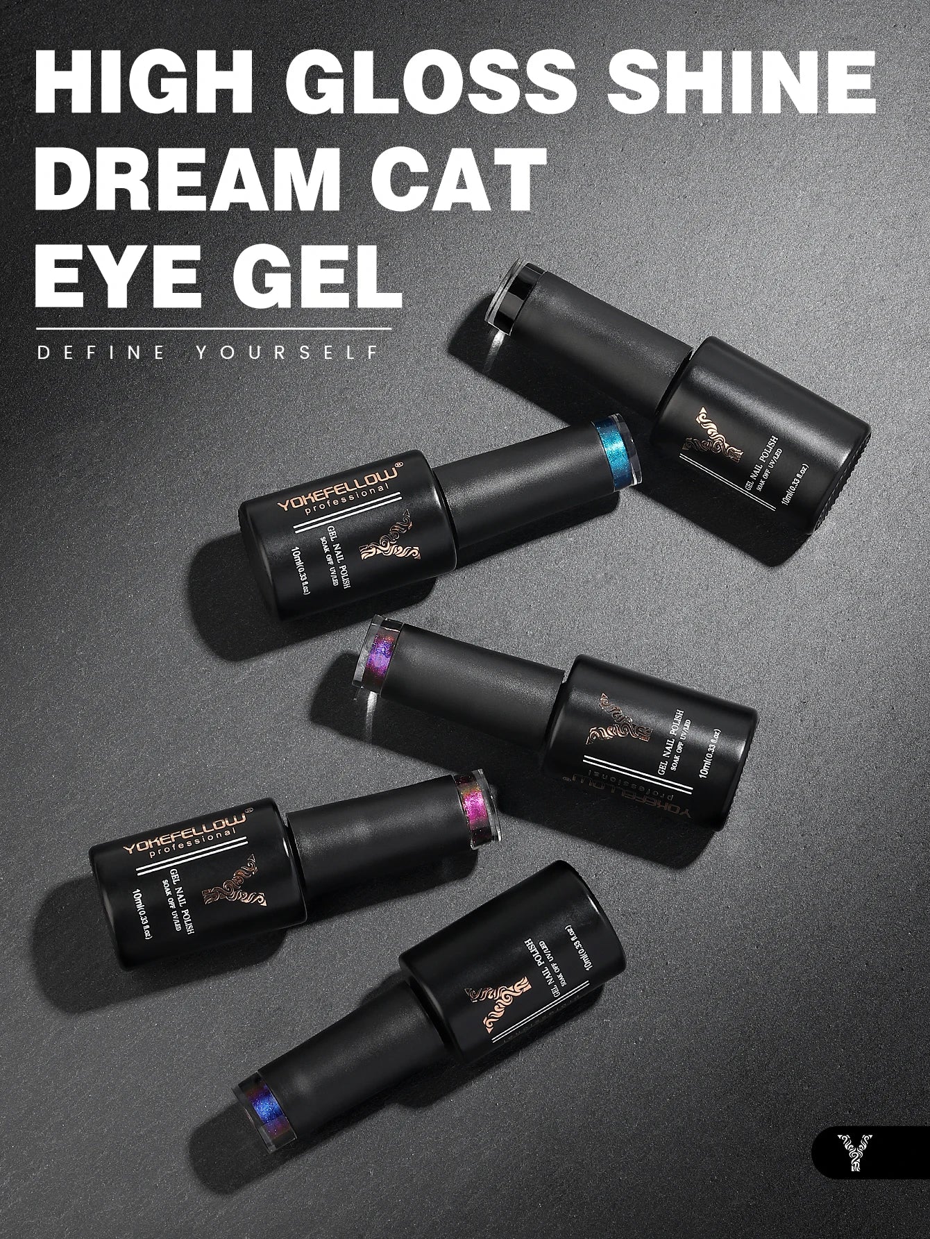 YOKEFELLOW 2025 New Dreamland Cat Eye Gel Nail Polish 10ml Dual Gloss Dreamland Color Soak Off Cat Magnetic UV Gel Varnish DIY