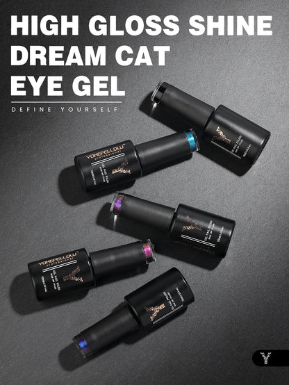 YOKEFELLOW 2025 New Dreamland Cat Eye Gel Nail Polish 10ml Dual Gloss Dreamland Color Soak Off Cat Magnetic UV Gel Varnish DIY