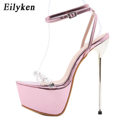Pink Sweet Ankle Buckle Strap Women's Sandals