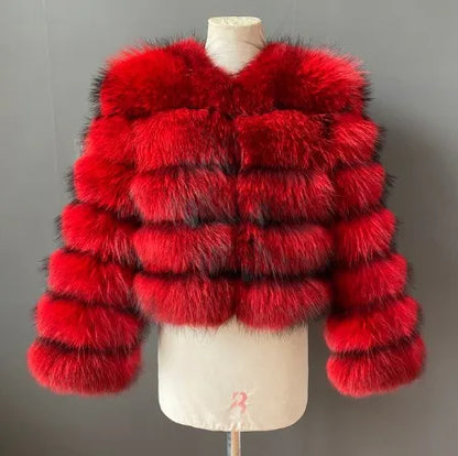 Raccoon Fur Jacket Autumn Winter Faux Fur Fox Coats Short Coat