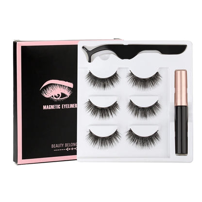New 1/3Pairs Magnetic Eyelashes False Lashes Repeated Use Eyelashes Waterproof Liquid Eyeliner With Tweezer Make Up Sets Hotting