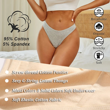 4PCS/Set Cotton Panties for Women Sexy Low Rise G-String Thongs Ultra-thi Seamless Panties Female No Trace Soft Basic Underwear
