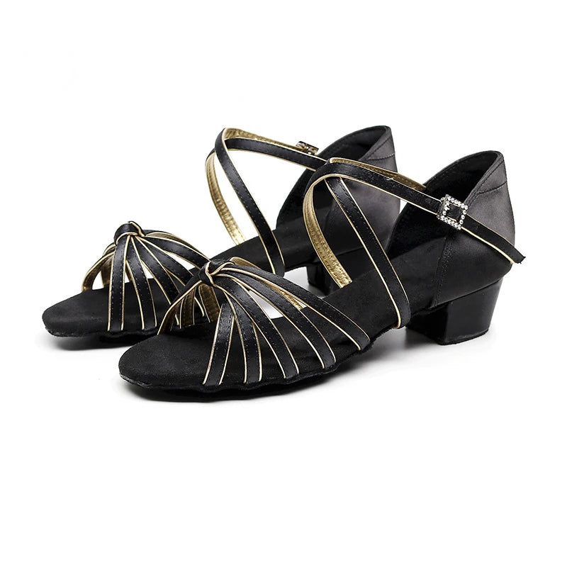 Sapatos De Danca Girl Dance Shoe Summer Kid High Heel Sandal Latin DanceShoe Soft Soled Square Dance Shoe Practice Dancing Shoe