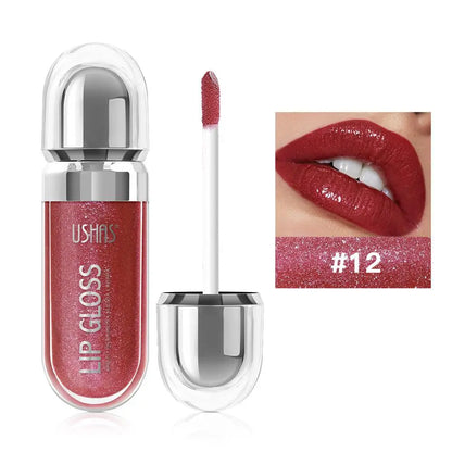 12 Colors Glitter Lip Gloss Long Lasting Diamond Pearlescent Metallic Liquid Lipstick