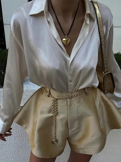 Fashion Dopamine High Waist Shorts Spring New Street Solid Wide Leg Shorts Female Chic Y2K A Line Beach Trousers