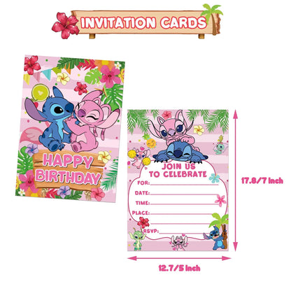 Disney Pink Lilo&Stitch Birthday Party Decorations Disposable Plate Angel Balloon Baby Shower Girls Birthday Party Supplies