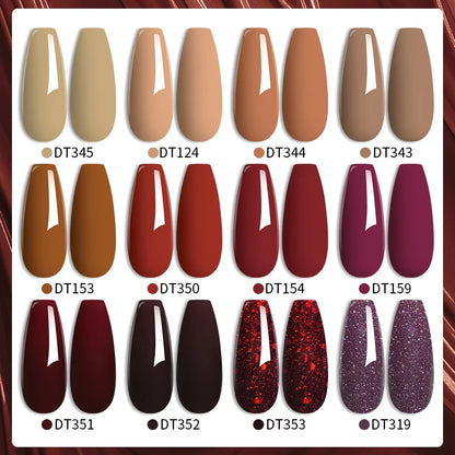 MEET ACROSS 7ml Brown Series Gel Nail Polish Autumn Coffee Color Nail Art Gel Nail Supplies Semi-Permanent Varnish Manicure
