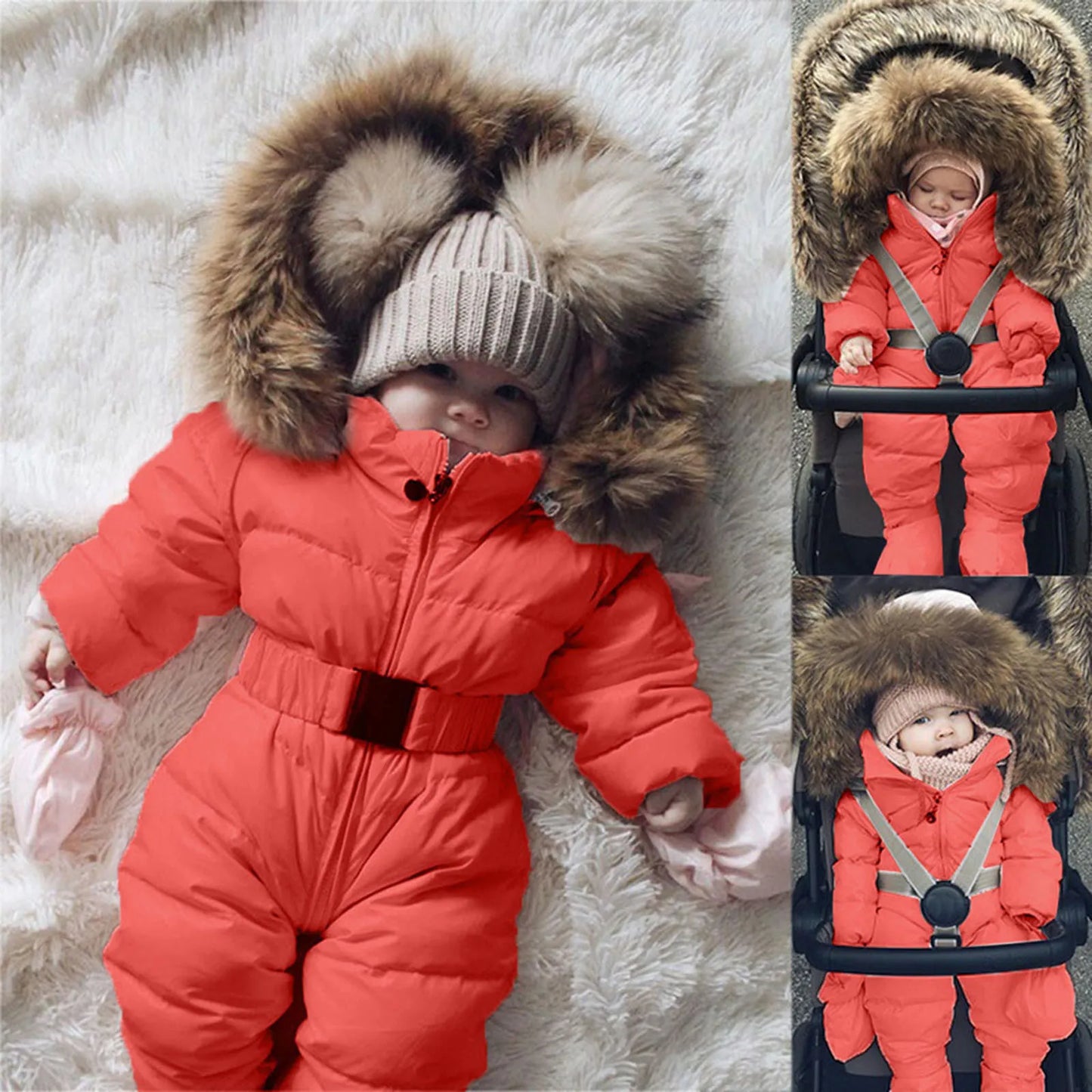 Winter Hooded Jumpsuit for Girls Boys Baby Ski Clothing Overalls Snowsuit for Children Kids Ski Coat Jacket Rompers 1/2 Years 2T