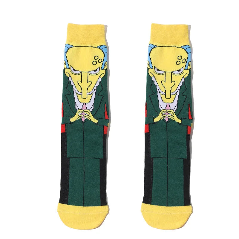 Simpsons Cartoon Anime Funny Socks Men Hip Hop Print Novelty Crazy Sokken Hip Hop Unisex Comfortable Skateboard Happy Meias