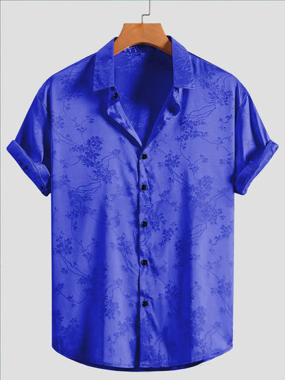 Men's Embroidered Short-sleeved Shirts for Men's Hawaiian Shirts