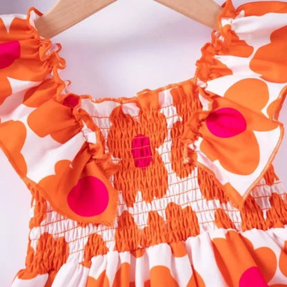 Summer New Kids Dresses for Girls Floral Fly Sleeve Sleeveless Princess Dress Cute Sweet Lovely Fashion Versatile