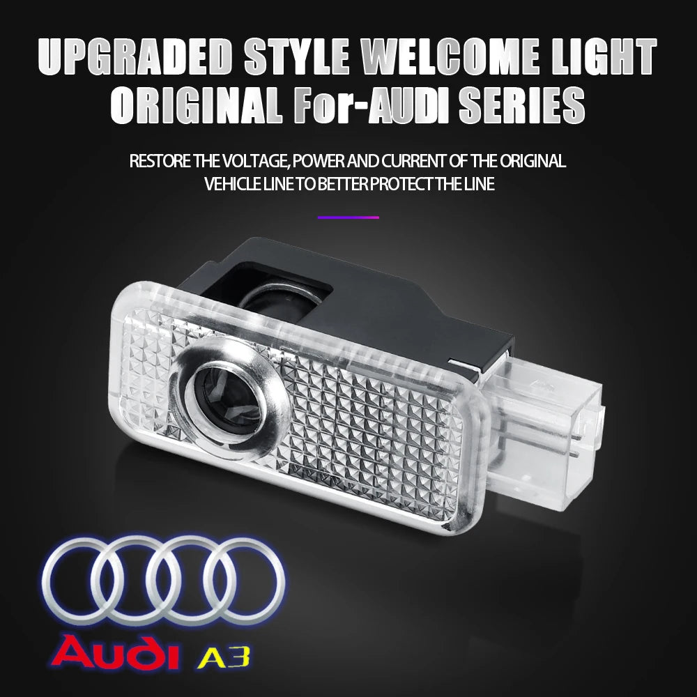 2Pcs Car Door Welcome Light Led HD Projector Lamp Courtesy Lights for Audi SLine S3 S4 S7 S6 A5 A3 A4 RS A6L A7 A4L Q5 Q7 A8L Q3