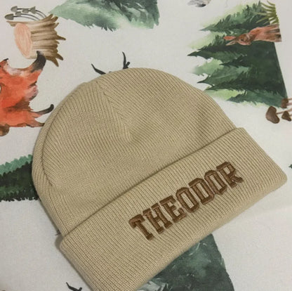 Personalized Baby Beanie Hats, custom name Hand Embroidered Knit Beanie with Name for Infants Toddlers Girls Boys birthday Gift