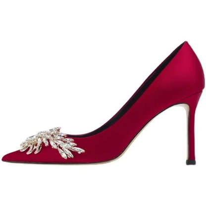 Wedding shoes, red high heels, slim heels, spring/summer/autumn new Korean version pointed toe bride shoes, high heels