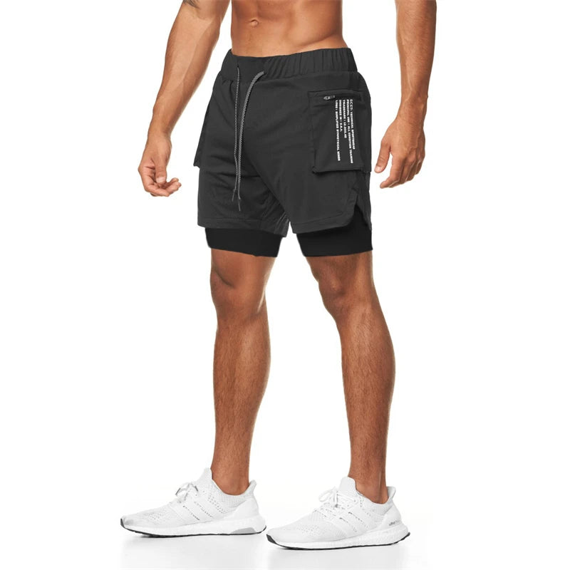 Sportswear Double-deck Running Shorts 2 In 1 Beach Bottoms Summer Gym Fitness