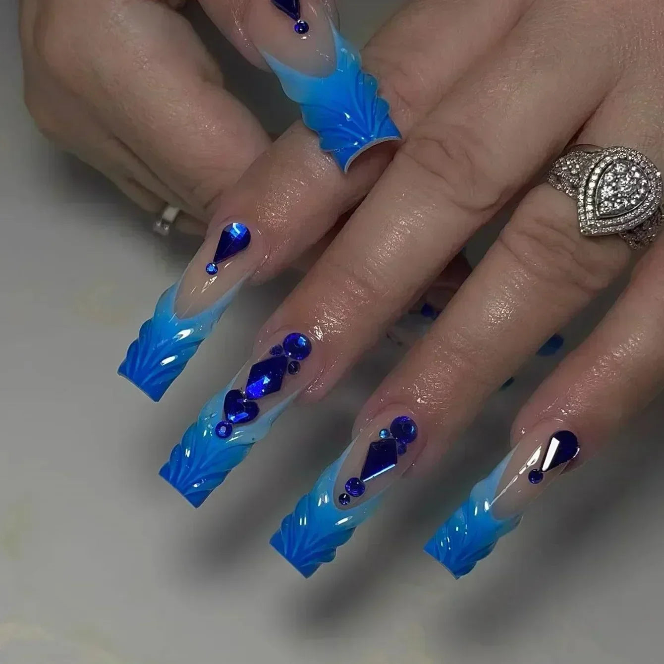 24Pcs Long Coffin Rhinestones Ballet Press