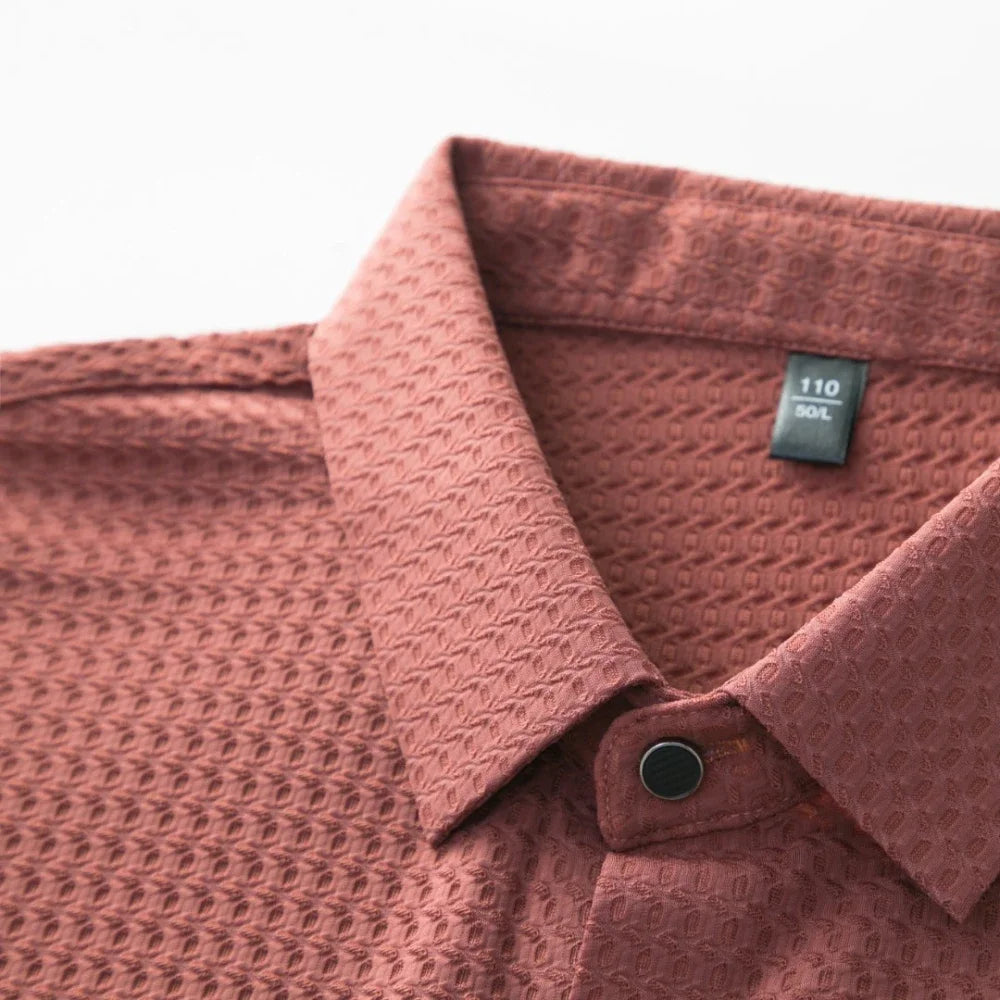 Summer New Men's Ice Silk Hollow Short-sleeved Polo Shirt Men