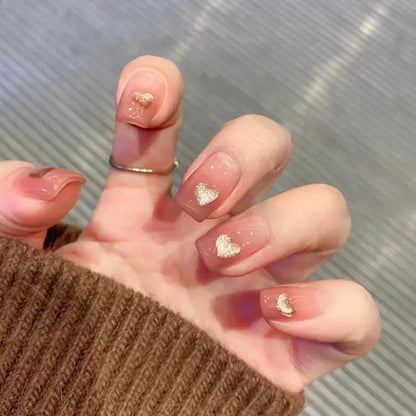 24pcs Detachable Short Press on Nails Y2k rhinestone False Nails with Glue Ballet Sweet Cool Girls Artificial False Nails Tips