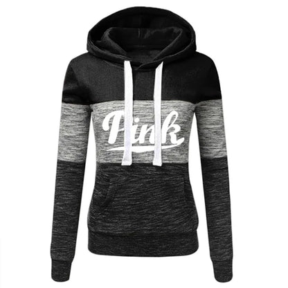 Hot Sales Womens Tracksuit Print ColorBlock Hooded Sweatshirts Fashion Trend Versatile Pullover Street Warm Casual Clothing