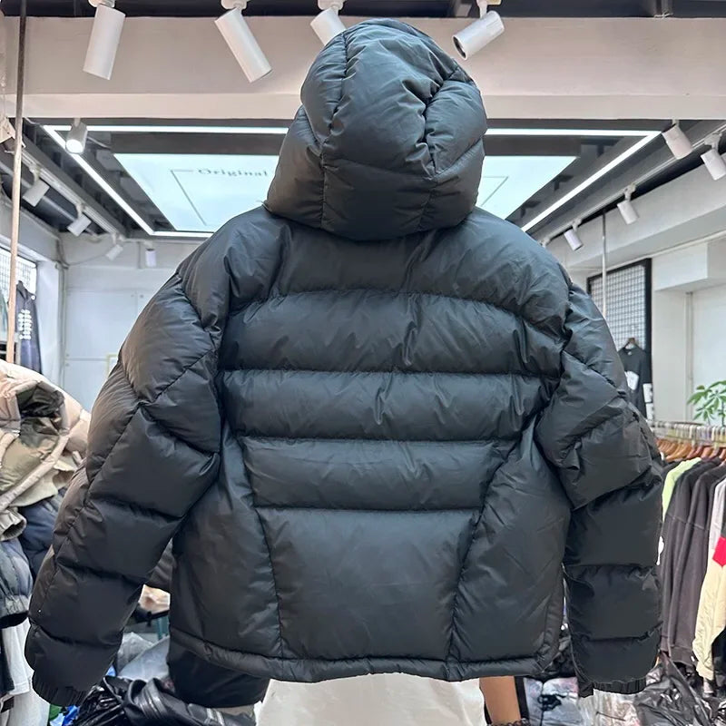 Men's Parka Jackets Hooded Male Padded Coats High Street Solid Color Niche Design Winter Zipper Windproof Warm High-quality Coat