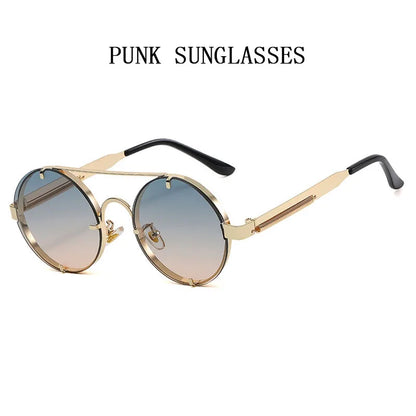 Round Steampunk Sunglasses For Men Fashionable Punk Sunglasses Women Trendy Vintage Fashion Glasses Retro Gafas De Sol Hombre