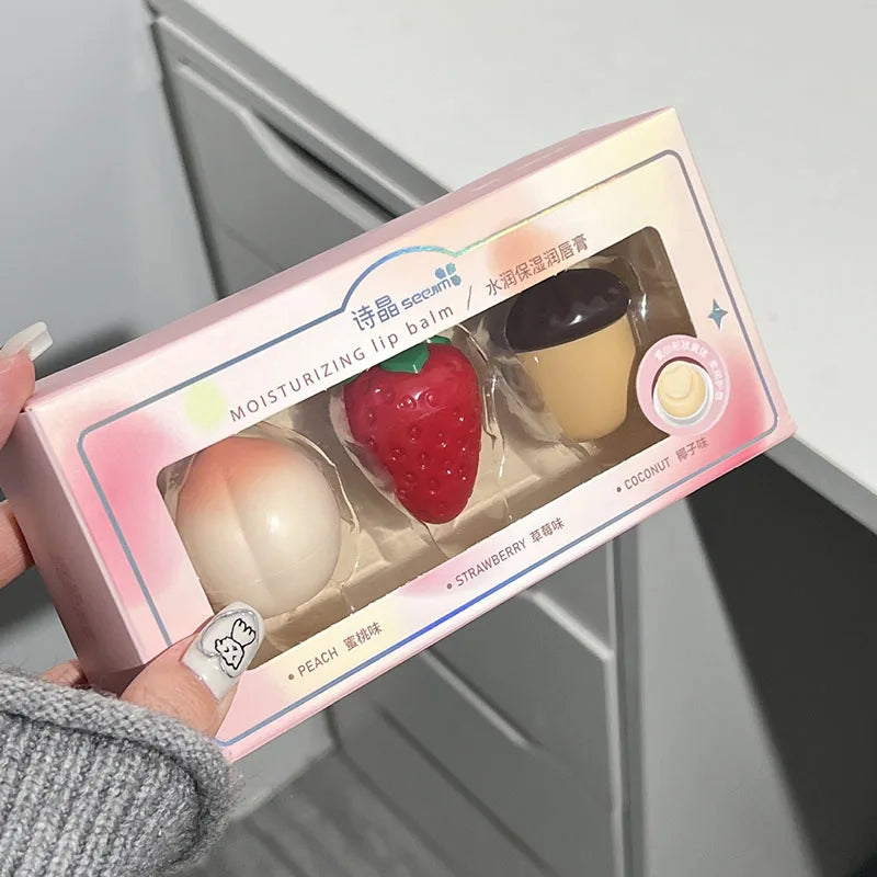 Peach & Strawberry Nut Moisturizing Lip Balm - Winter Defense Against Chapping & Cracking, Soothing Repair and Fine Line Reducti