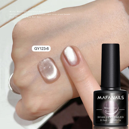 8.5ml Nude Pink Water Light Cat Eye Gel Semi Permanent Holographic Crystal Magnetic Gel Polish For Nail Art DIY Nail Varnish