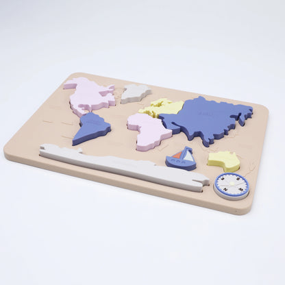 Baby Montessori Learning Educational Math Toy World Map Puzzle Toys Matching Toy Soft Silicone Toy For Kids Children Accessories
