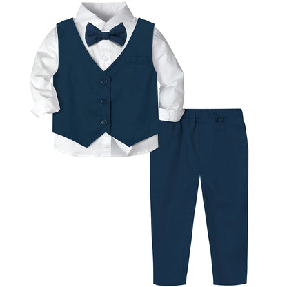 Baby Wedding Outfit Boy Toddler Baptism Suit Kids Birthday Party Easter Gift Clothes Infant Gentleman Xmas Clothing Set 3PCS