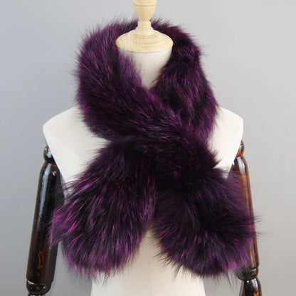 2025 New Knit Real Fox Fur Lady Fashion Neckerchief Scarves Women Real Fur Bandana Women Winter Warm Natural Fox Fur Scarf Ring