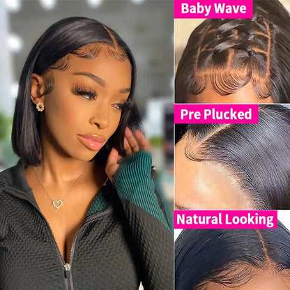12Inch Bob Wig Human Hair 13x4 Straight Lace Front Wigs Human Hair 180% Density 15A Straight Bob Wigs For Black Women Pre Plucke