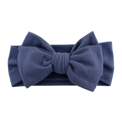 Solid Ribbed Cotton Baby Headband Big Bow Double Layers Knotted Headwraps Newborn Boys Girls Elastic Hair Bands Accessories