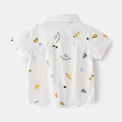 Summer Boys Clothes Cartoon Boys T shirts Turn Down Collar Kids Tee