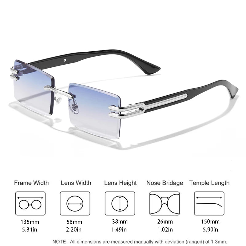 2025 New Retro Rimless Sunglasses For Men Luxury Punk Frameless