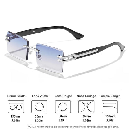 2025 New Retro Rimless Sunglasses For Men Luxury Punk Frameless