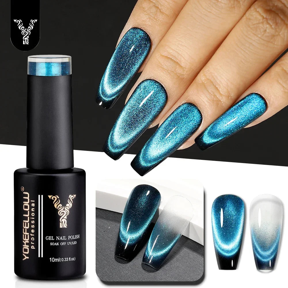 YOKEFELLOW 2025 New Dreamland Cat Eye Gel Nail Polish 10ml Dual Gloss Dreamland Color Soak Off Cat Magnetic UV Gel Varnish DIY
