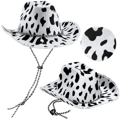 Sturdy Lightweight Cow Printed Cowboy Hat Cowgirl Hat Costume Accessories for Cowboy Halloween Themed Parties The Stage