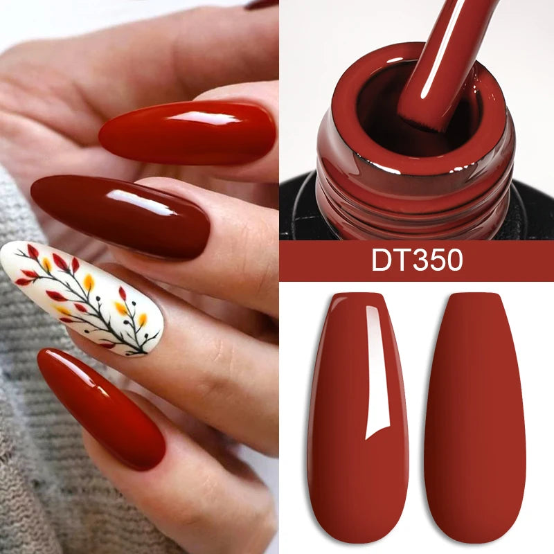 MEET ACROSS 7ml Brown Series Gel Nail Polish Autumn Coffee Color Nail Art Gel Nail Supplies Semi-Permanent Varnish Manicure